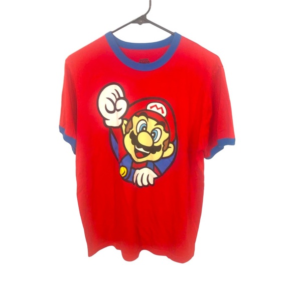 Nintendo Other - Super Mario T-Shirt Nintendo Red Blue Trim Mario Central Graphic Retro Gaming M